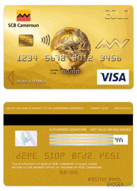 Carte visa or bancaire SCB du Cameroun